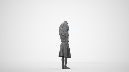 realistic 3D people girl casual kids, render-ready for V-Ray and Corona, FBX OBJ, wireframe side view