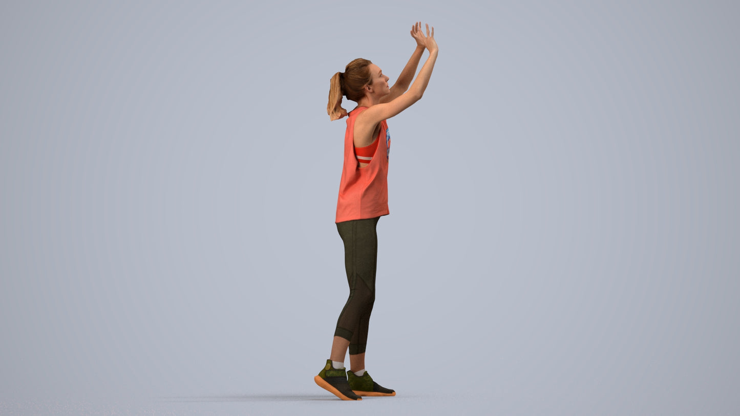 scanned 3D woman sport, photogrammetry people for Enscape and V-Ray, side view render