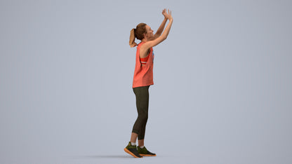 scanned 3D woman sport, photogrammetry people for Enscape and V-Ray, side view render