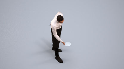 3D people model man hospitality, scanned human for 3ds Max rendering, back view render