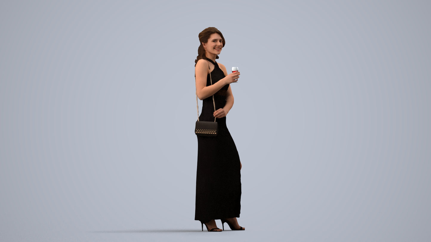 realistic 3D woman formal formalaffairs, scanned archviz people for Blender and 3ds Max, side view render