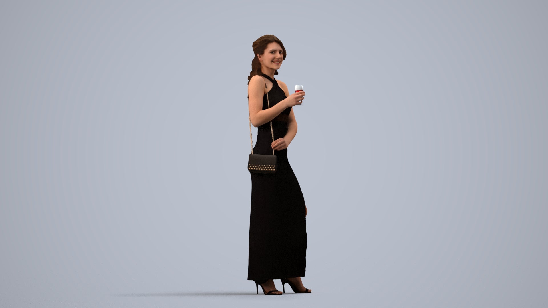 realistic 3D woman formal formalaffairs, scanned archviz people for Blender and 3ds Max, side view render