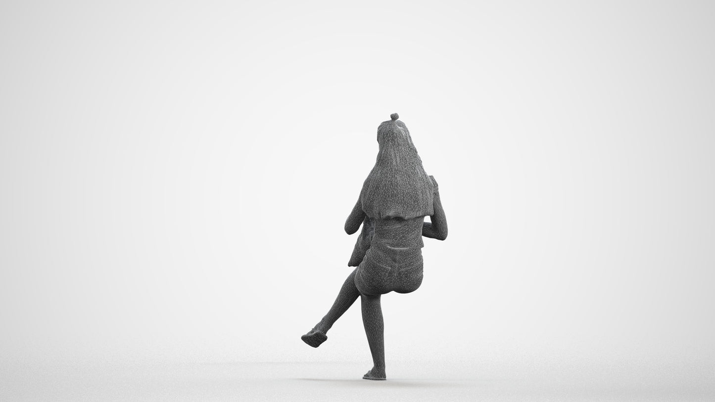 photogrammetry 3D girl casual sitting, realistic human model archviz FBX, wireframe front view