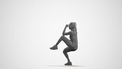 scanned 3D woman sport, photogrammetry people for Enscape and V-Ray, wireframe front view