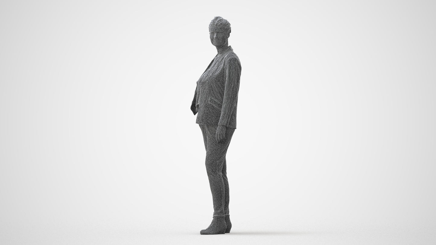 3D people model woman business standing, scanned human for 3ds Max rendering, square thumbnail