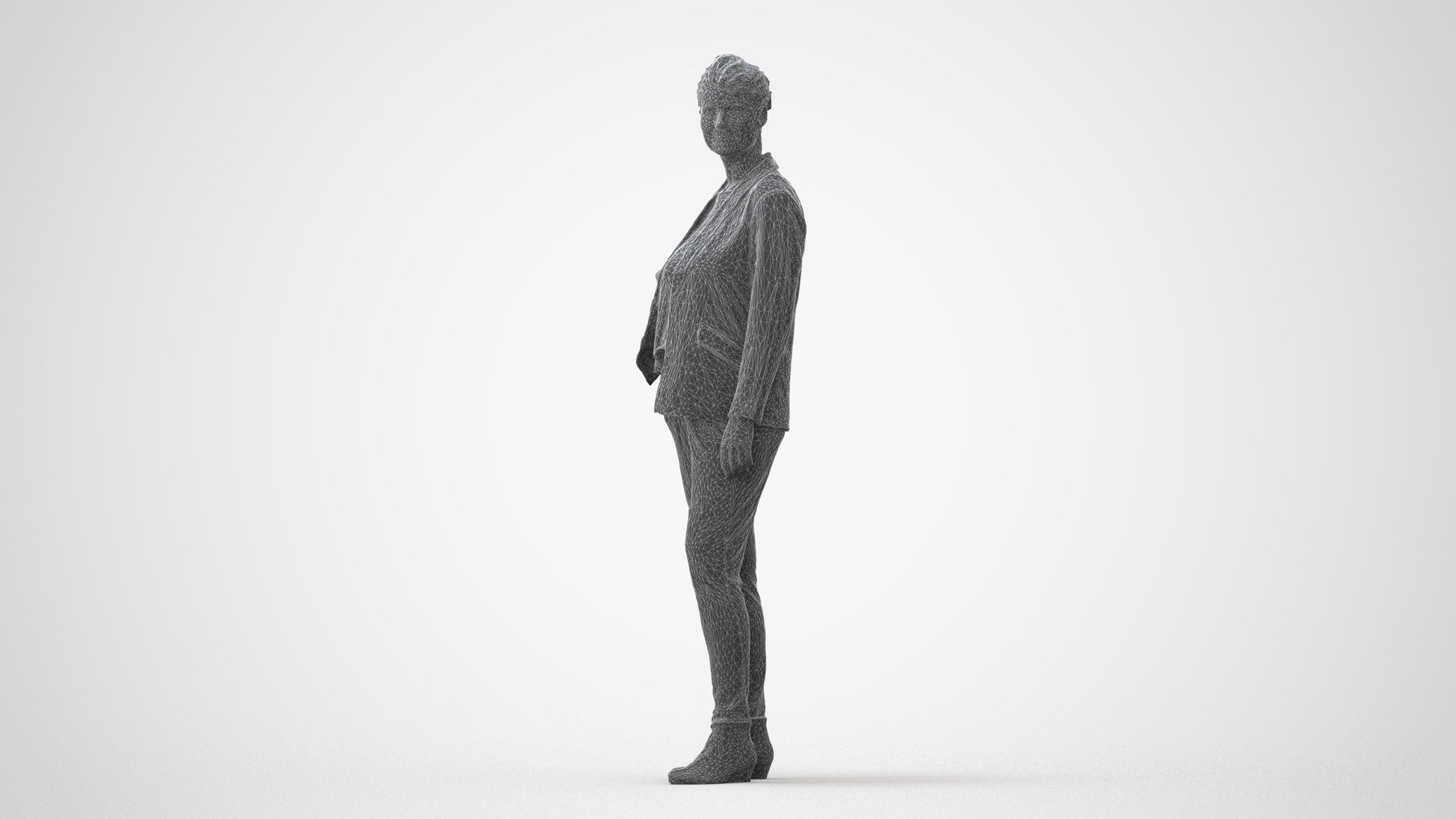 3D people model woman business standing, scanned human for 3ds Max rendering, square thumbnail
