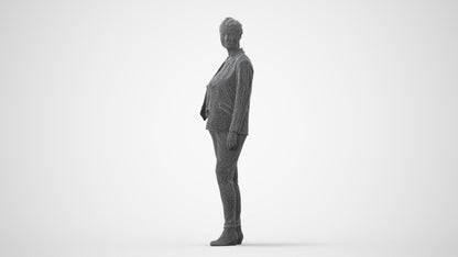 3D people model woman business standing, scanned human for 3ds Max rendering, square thumbnail
