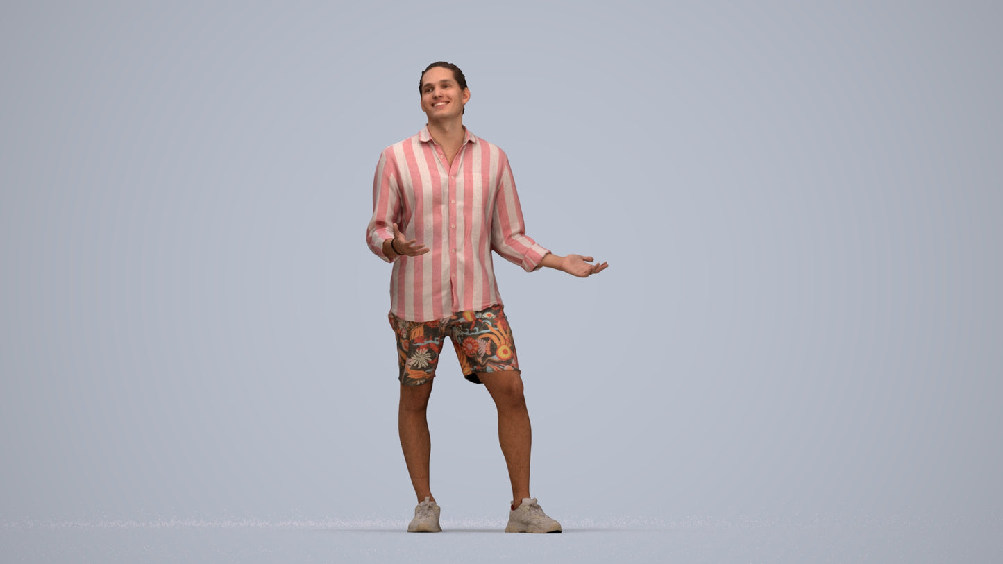 scanned 3D man casual standing, photogrammetry people for Enscape and V-Ray, top-down view render