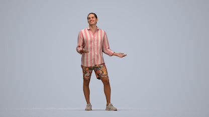 scanned 3D man casual standing, photogrammetry people for Enscape and V-Ray, top-down view render