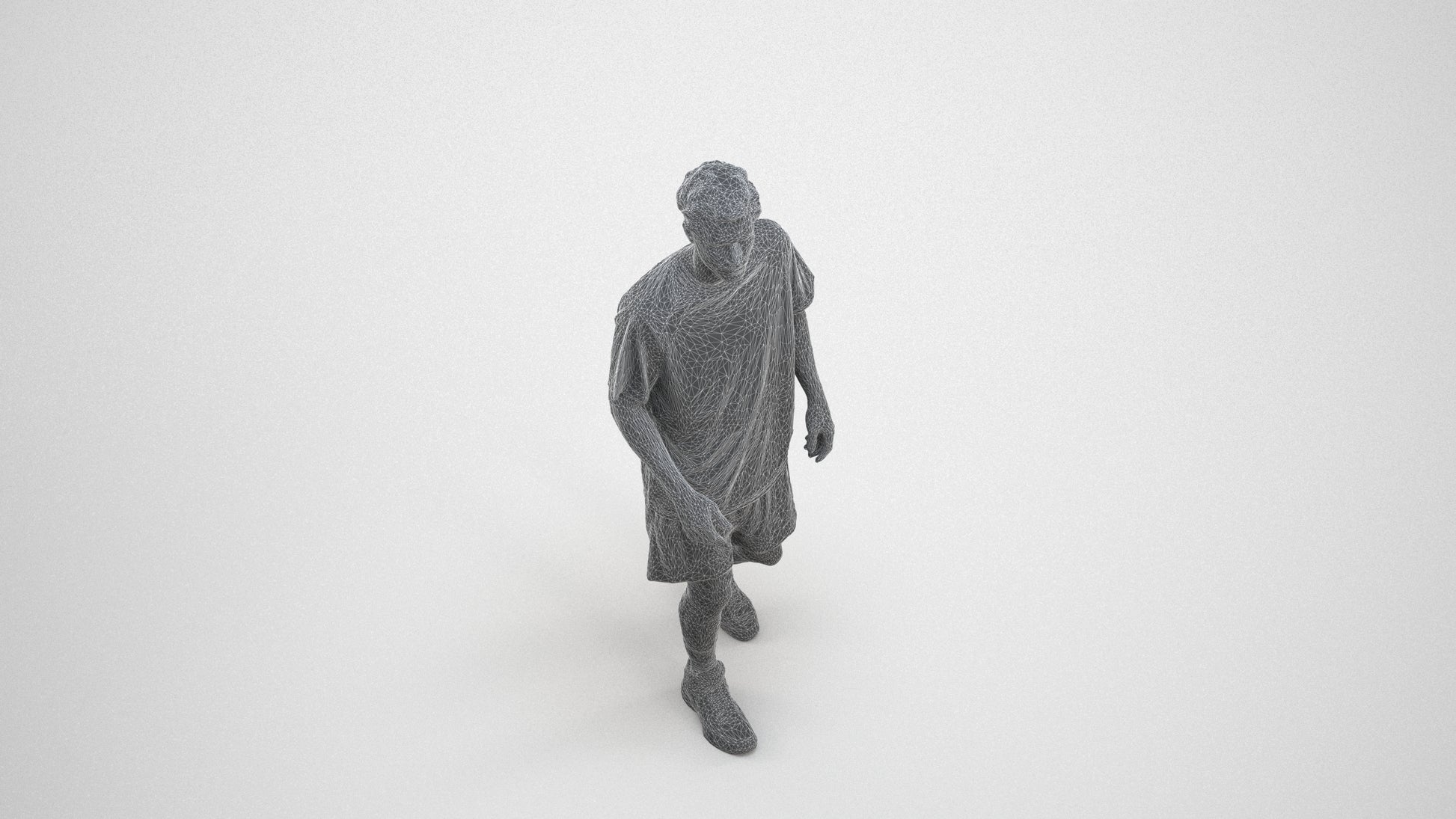 3D scanned man sport, photorealistic archviz people for Enscape and SketchUp, wireframe three-quarter view