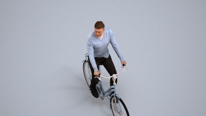 realistic 3D people man casual cycling, render-ready for V-Ray and Corona, FBX OBJ, back view render