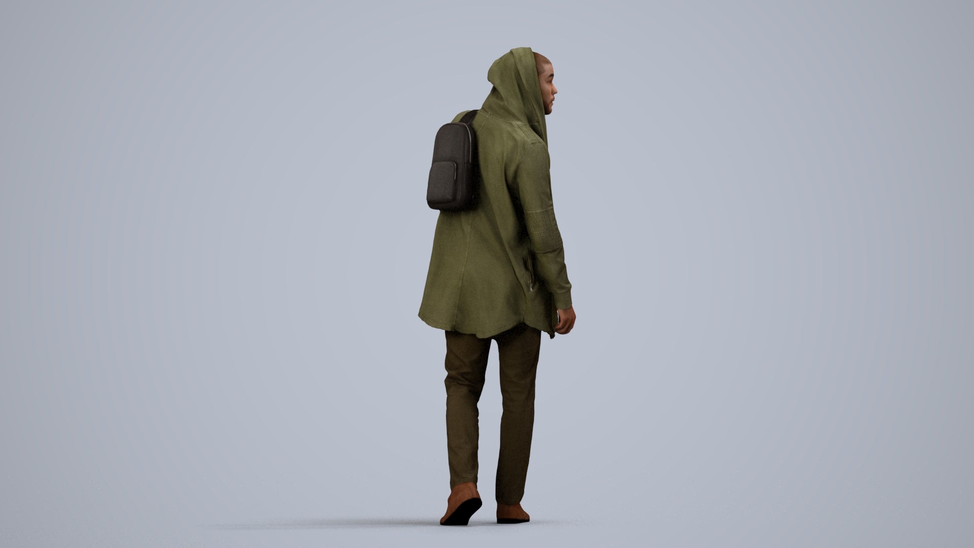 realistic 3D man casual walking, scanned archviz people for Blender and 3ds Max, side view render