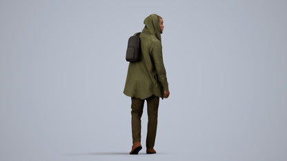 realistic 3D man casual walking, scanned archviz people for Blender and 3ds Max, side view render