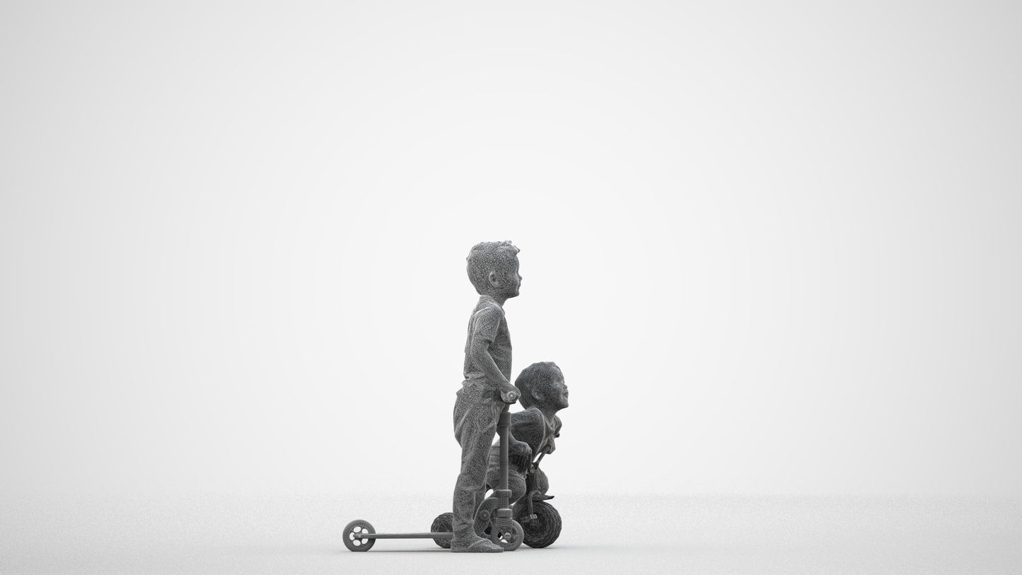 realistic 3D people boy casual kids, render-ready for V-Ray and Corona, FBX OBJ, wireframe side view