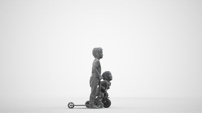 realistic 3D people boy casual kids, render-ready for V-Ray and Corona, FBX OBJ, wireframe side view