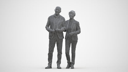 3D people model senior woman business couple, scanned human for 3ds Max rendering, three-quarter front view render