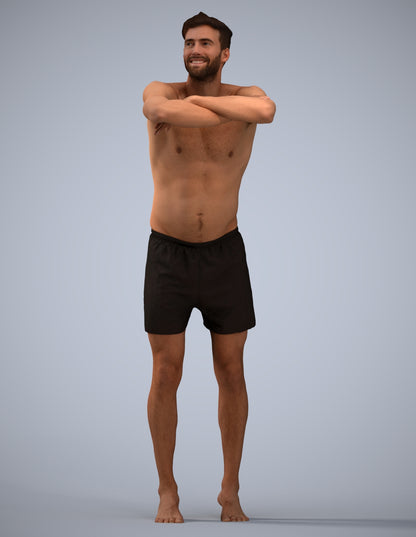 3D people model man pool, scanned human for 3ds Max rendering