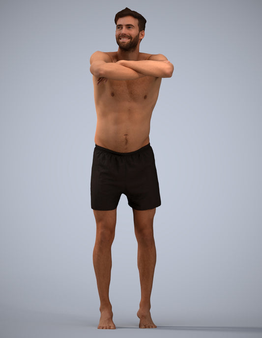 3D people model man pool, scanned human for 3ds Max rendering