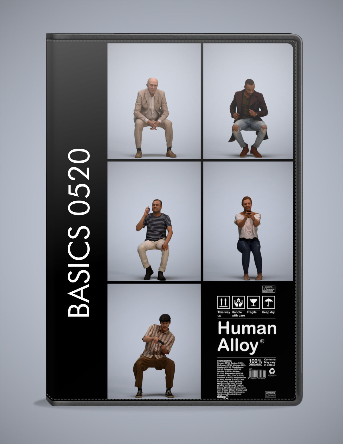 realistic 3D humans sitting pack, 5 archviz people FBX OBJ for Blender
