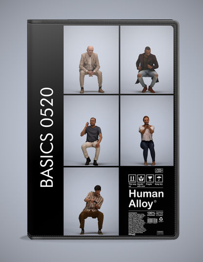 realistic 3D humans sitting pack, 5 archviz people FBX OBJ for Blender