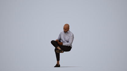 realistic 3D human man business, archviz people FBX OBJ for Blender, top-down view render