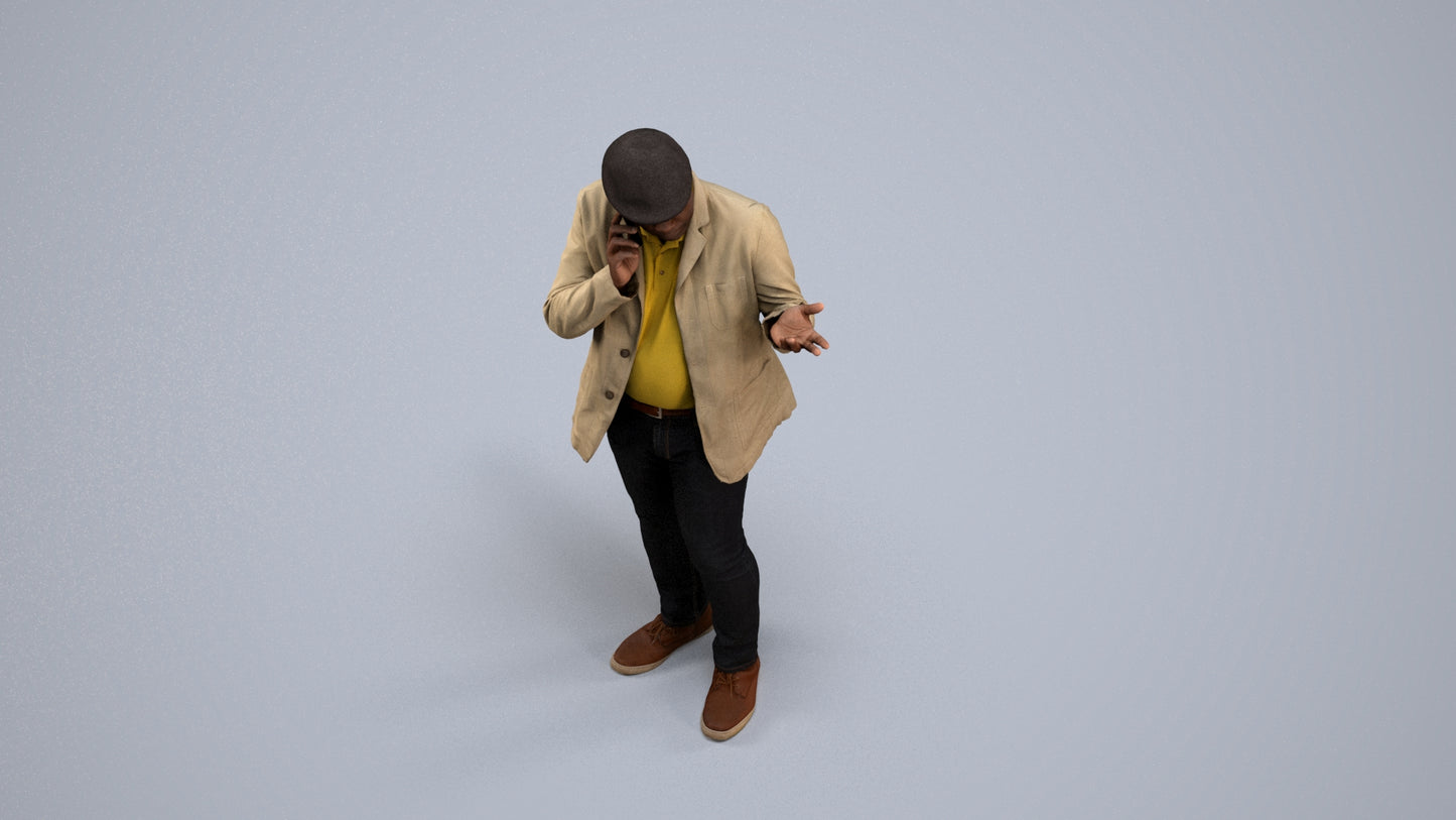 3D human model man casual standing, photogrammetry scanned person for archviz, back view render
