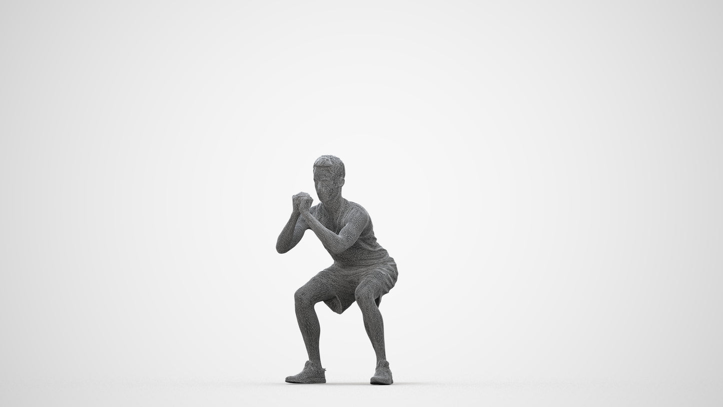photogrammetry 3D man sport, realistic human model archviz FBX, wireframe back view