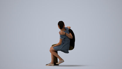 scanned 3D girl casual couple, photogrammetry people for Enscape and V-Ray, three-quarter view render