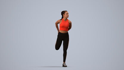 realistic 3D woman sport, scanned archviz people for Blender and 3ds Max, side view render