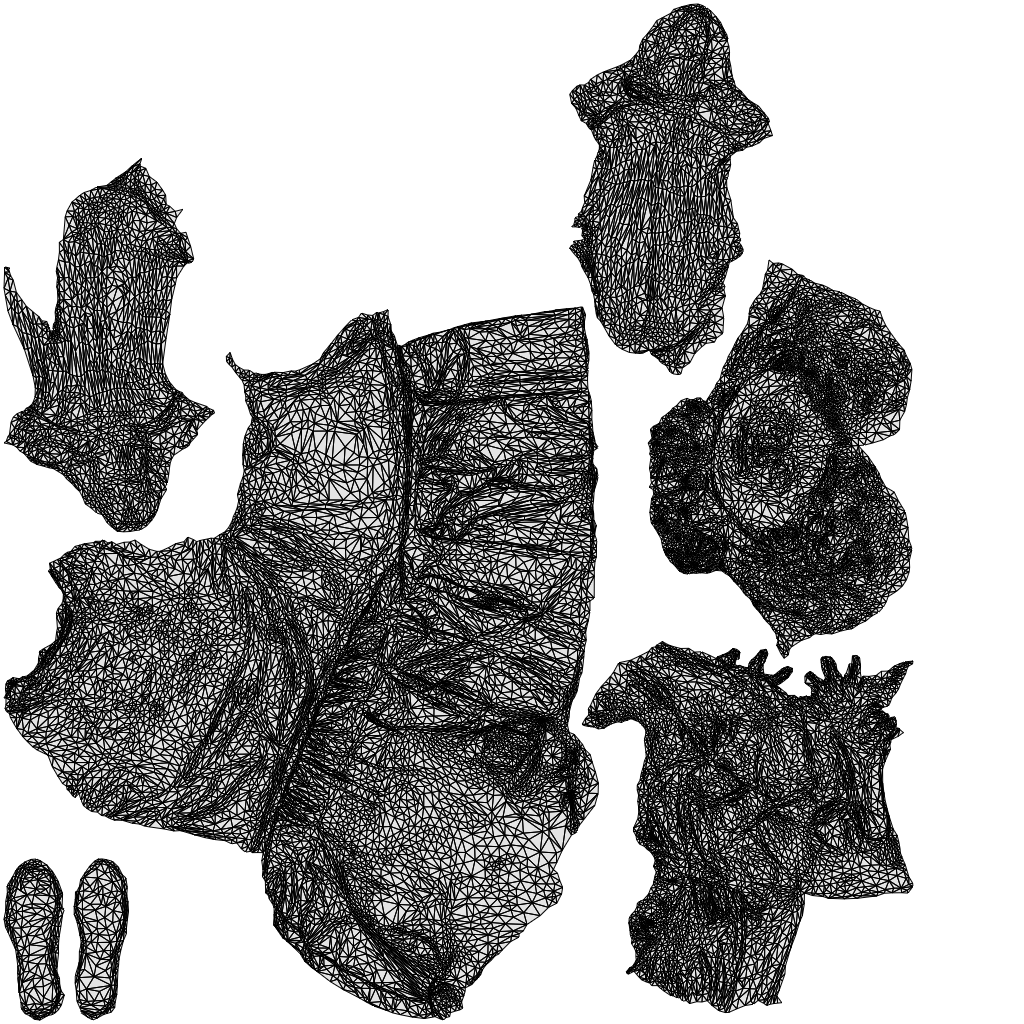 scanned 3D girl kids, photogrammetry people for Enscape and V-Ray, wireframe top-down view