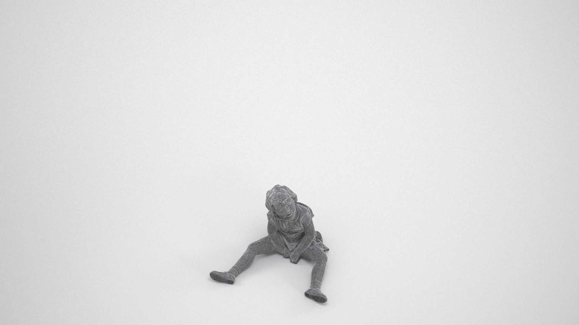 realistic 3D girl kids, scanned archviz people for Blender and 3ds Max, wireframe three-quarter view