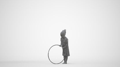 realistic 3D girl casual kids, scanned archviz people for Blender and 3ds Max, three-quarter front view render
