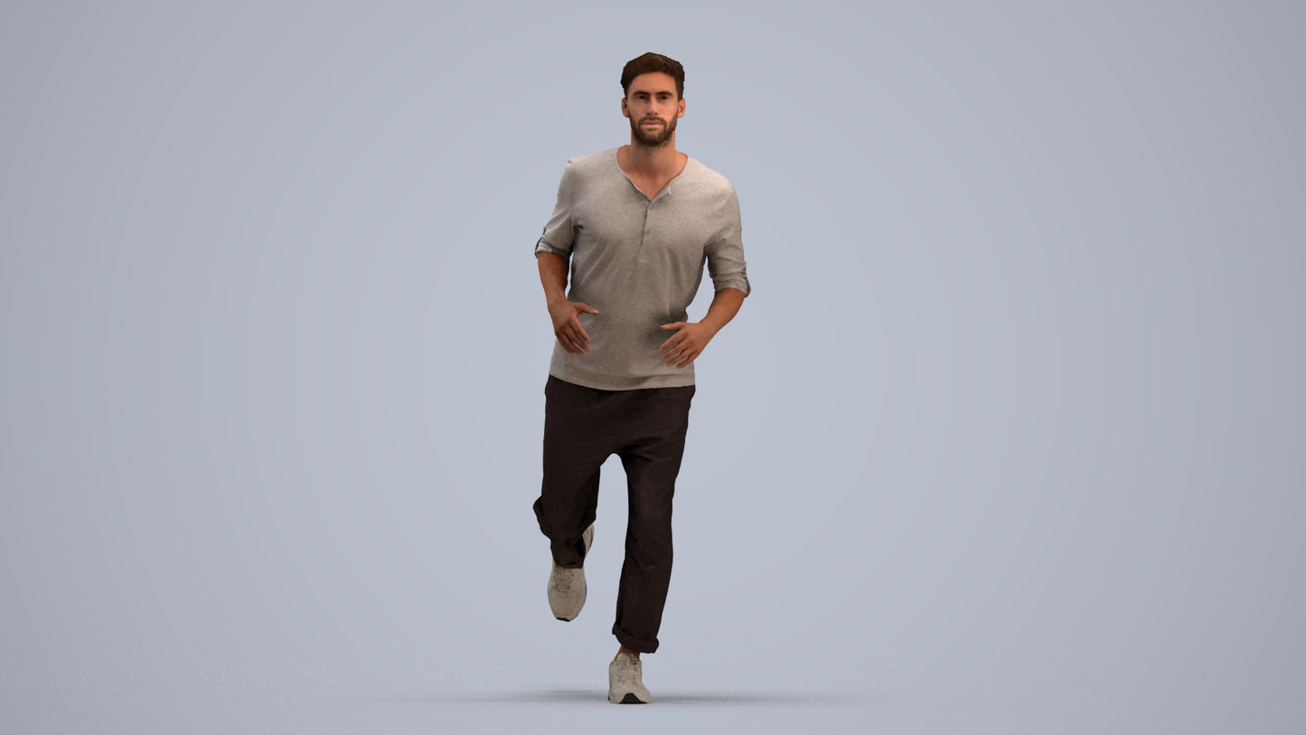 scanned 3D man casual sport, photogrammetry people for Enscape and V-Ray, standing pose render