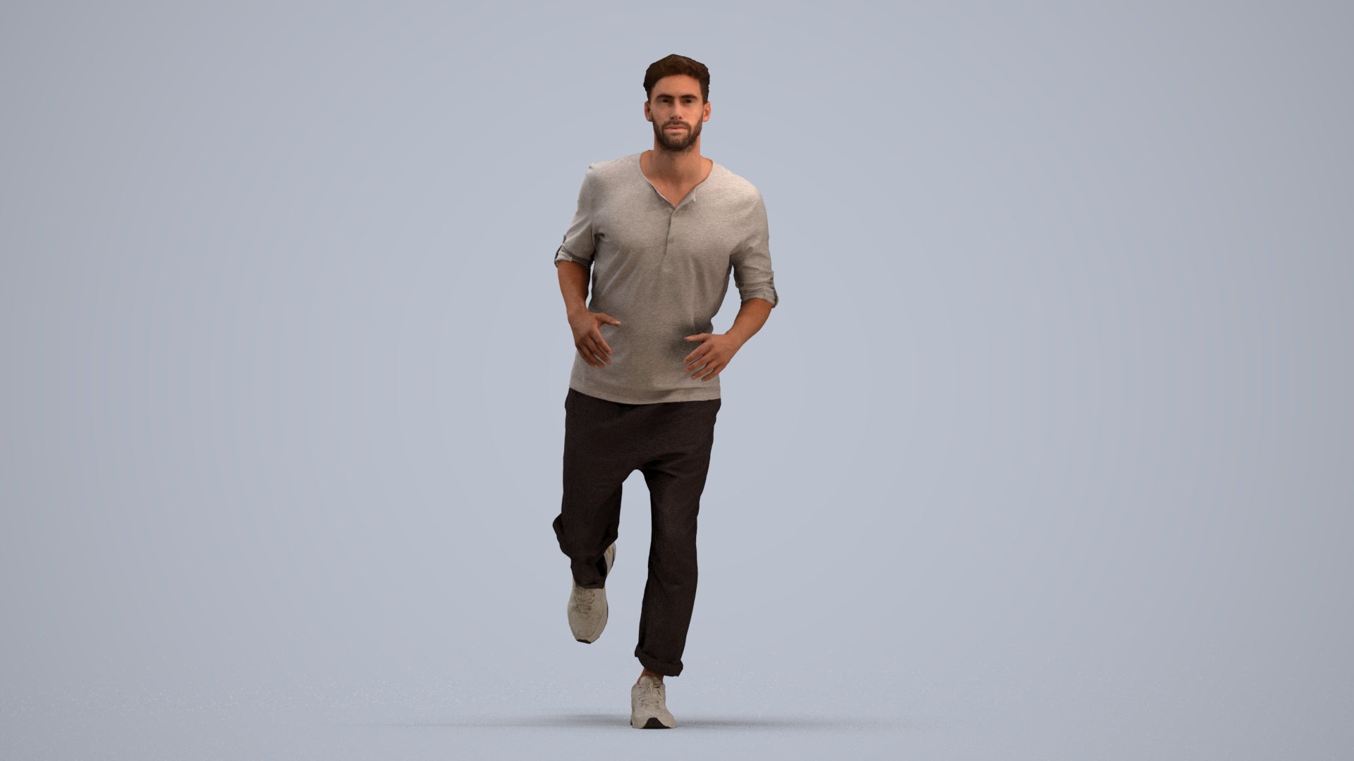 scanned 3D man casual sport, photogrammetry people for Enscape and V-Ray, standing pose render