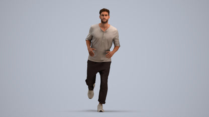 scanned 3D man casual sport, photogrammetry people for Enscape and V-Ray, standing pose render