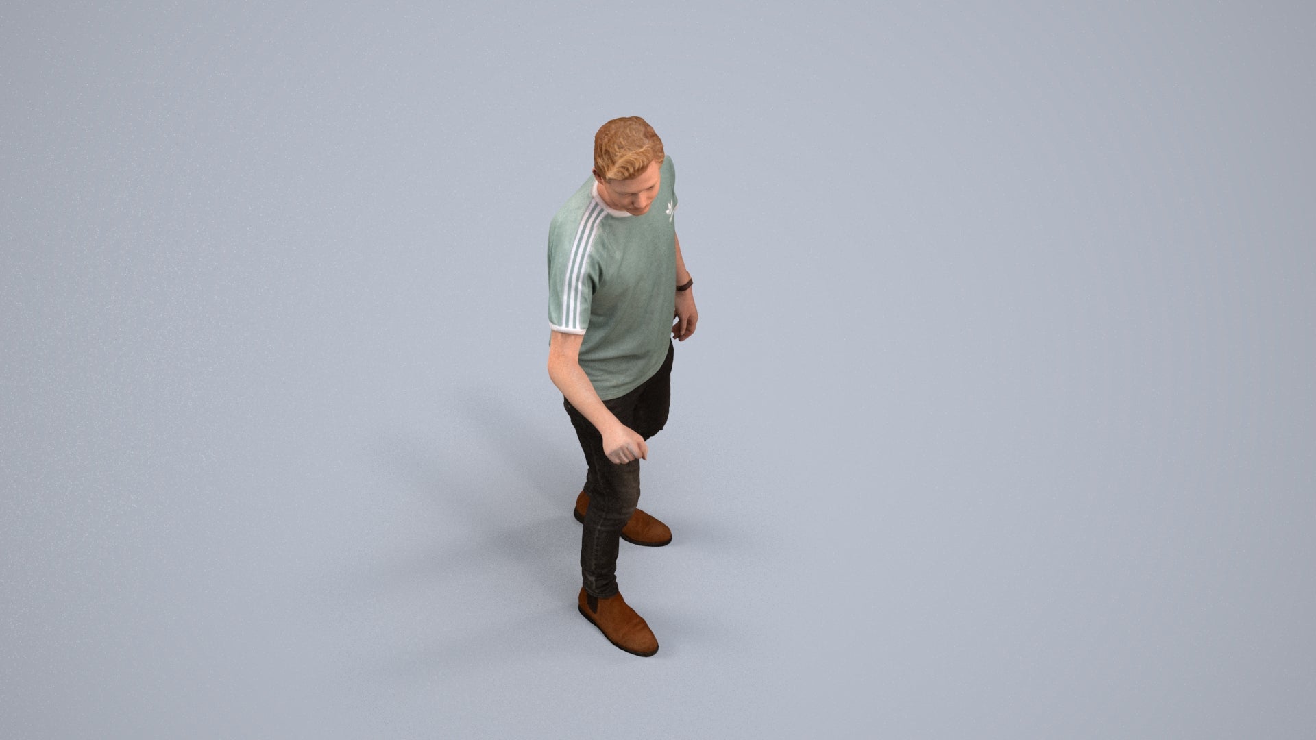 3D scanned man door casual, photorealistic archviz people for Enscape and SketchUp, back view render