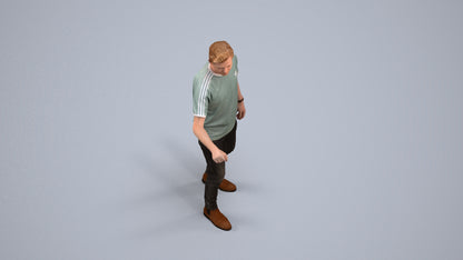 3D scanned man door casual, photorealistic archviz people for Enscape and SketchUp, back view render