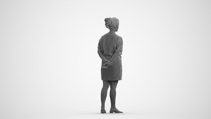 3D people model woman casual standing, scanned human for 3ds Max rendering, wireframe front view