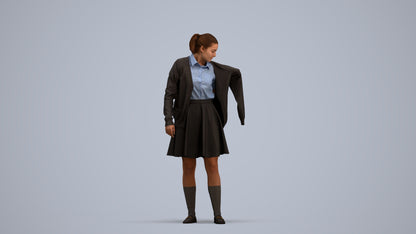 scanned 3D girl kids, photogrammetry people for Enscape and V-Ray, standing pose render