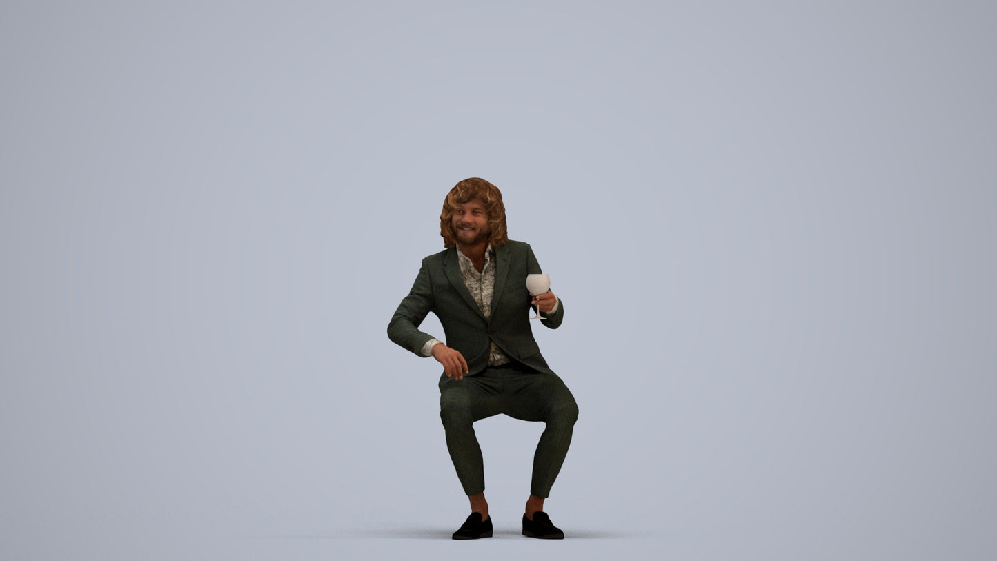 scanned 3D man business, photogrammetry people for Enscape and V-Ray, standing pose render