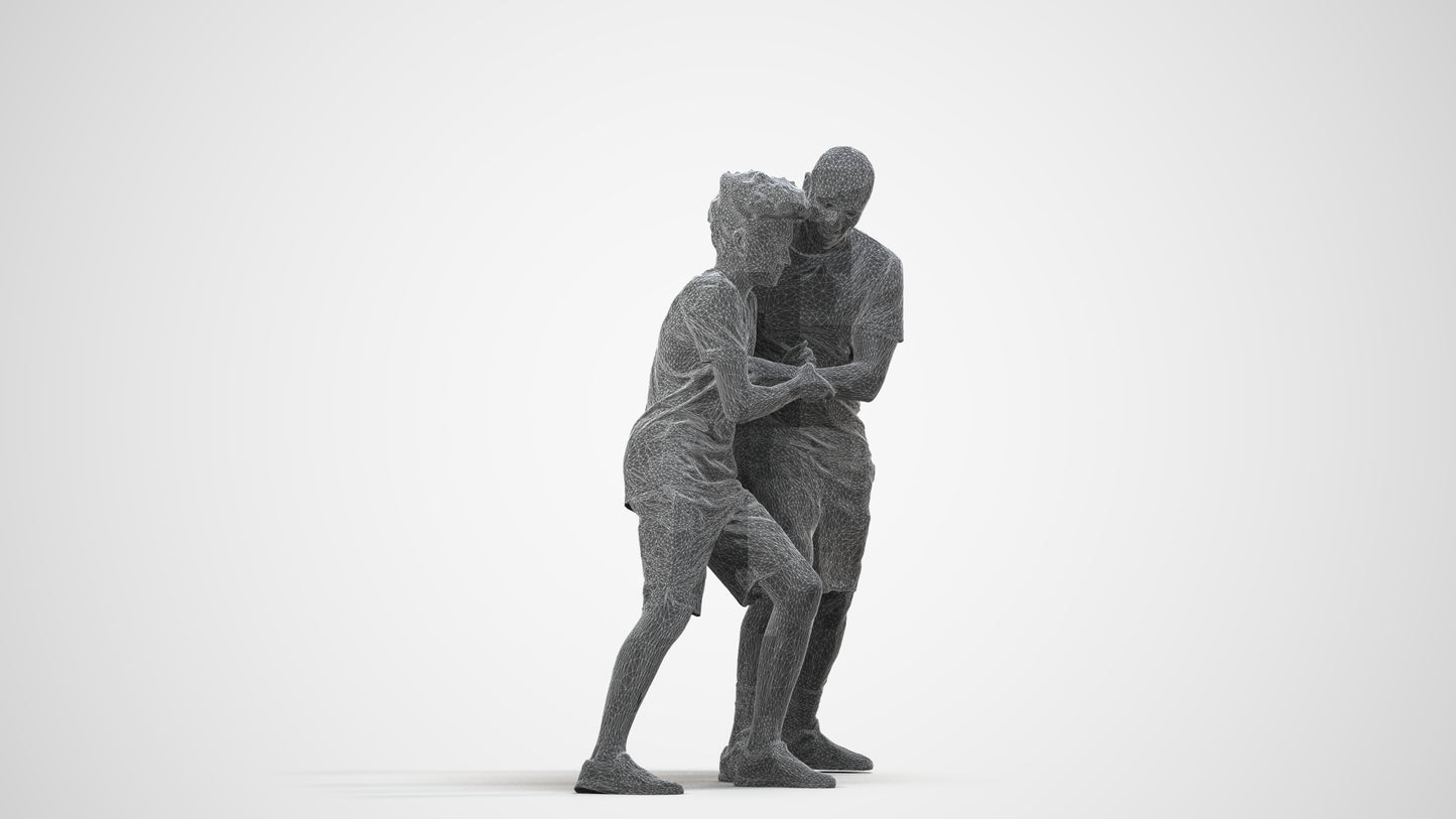 3D people model boy casual kids, scanned human for 3ds Max rendering, wireframe side view