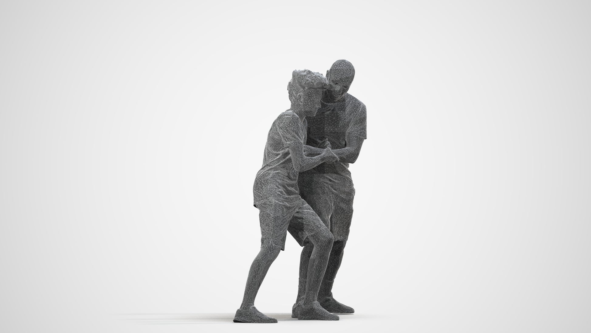 3D people model boy casual kids, scanned human for 3ds Max rendering, wireframe side view
