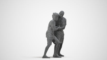 3D people model boy casual kids, scanned human for 3ds Max rendering, wireframe side view