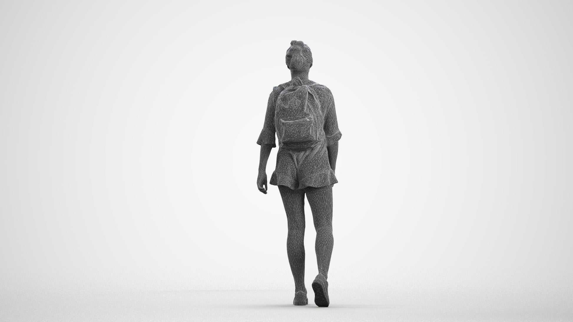 realistic 3D people girl casual kids, render-ready for V-Ray and Corona, FBX OBJ, wireframe front view