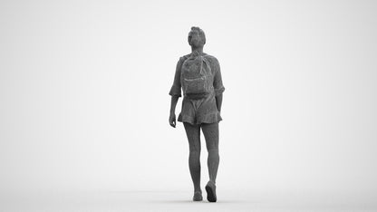 realistic 3D people girl casual kids, render-ready for V-Ray and Corona, FBX OBJ, wireframe front view
