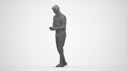 realistic 3D man casual walking, scanned archviz people for Blender and 3ds Max, wireframe back view