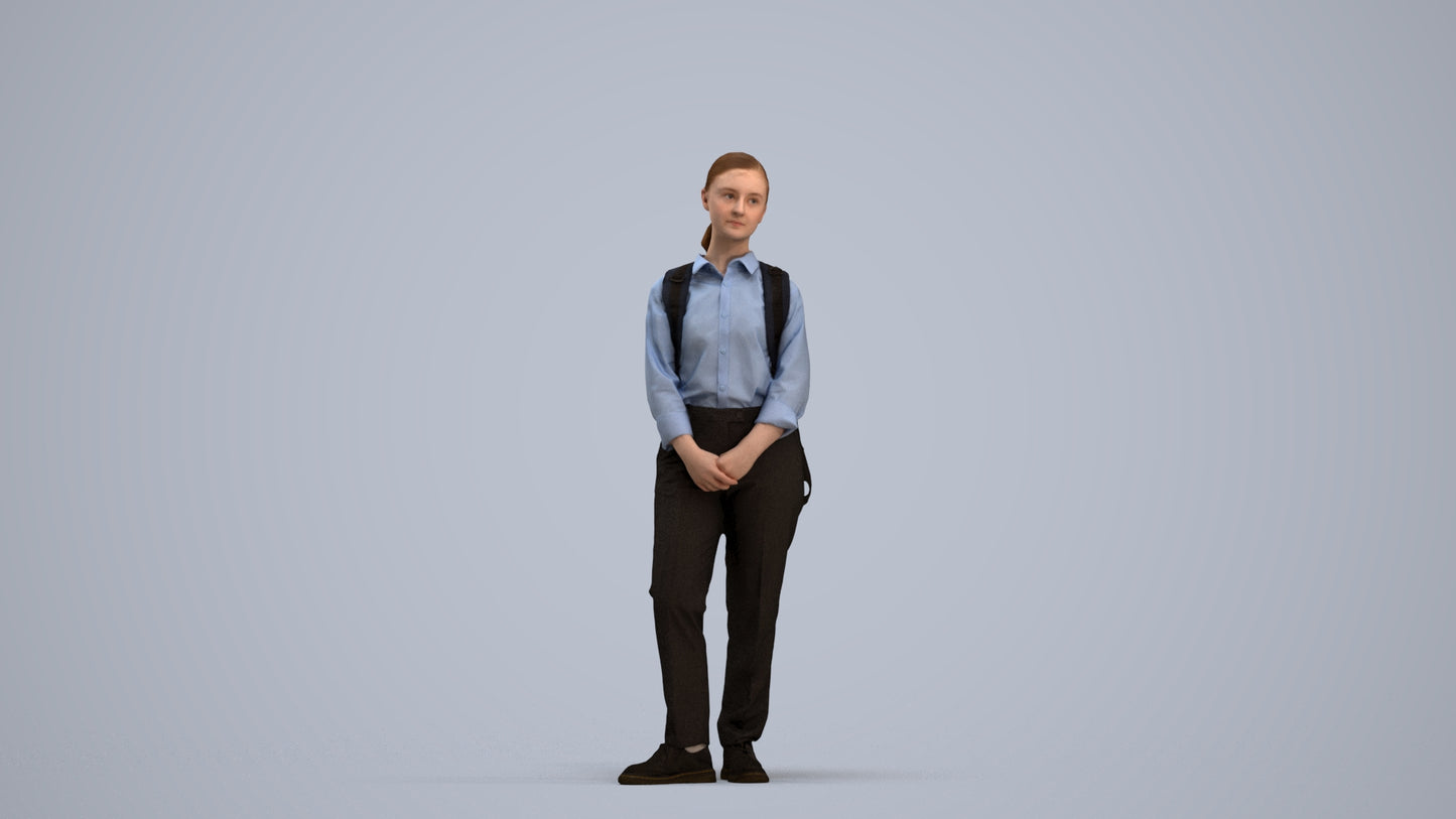 scanned 3D girl kids, photogrammetry people for Enscape and V-Ray, standing pose render
