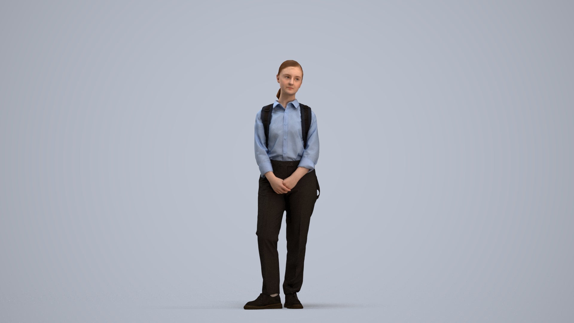 scanned 3D girl kids, photogrammetry people for Enscape and V-Ray, standing pose render