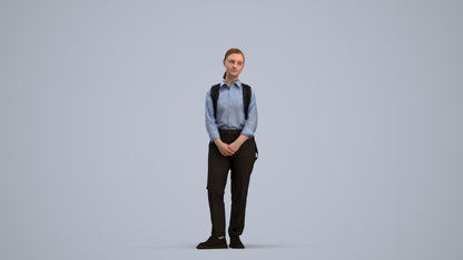 scanned 3D girl kids, photogrammetry people for Enscape and V-Ray, standing pose render