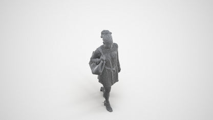 scanned 3D woman casual walking, photogrammetry people for Enscape and V-Ray, wireframe three-quarter view